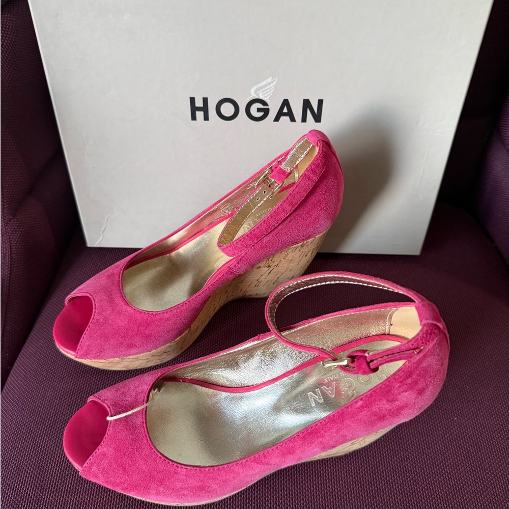 Hogan Women's Fuchsia Wedge Sandals
